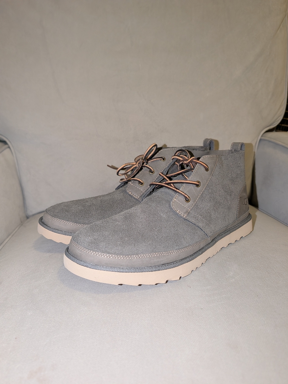 Men's Size 13 UGG Grey Suede Chukka Boots with Cream Sole